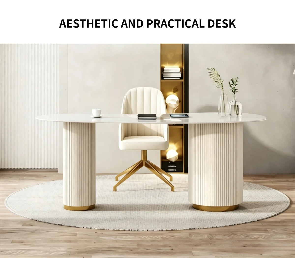 Curved Reception Desk 22-79 in Wide with File Drawers for Salon — Detail image 1