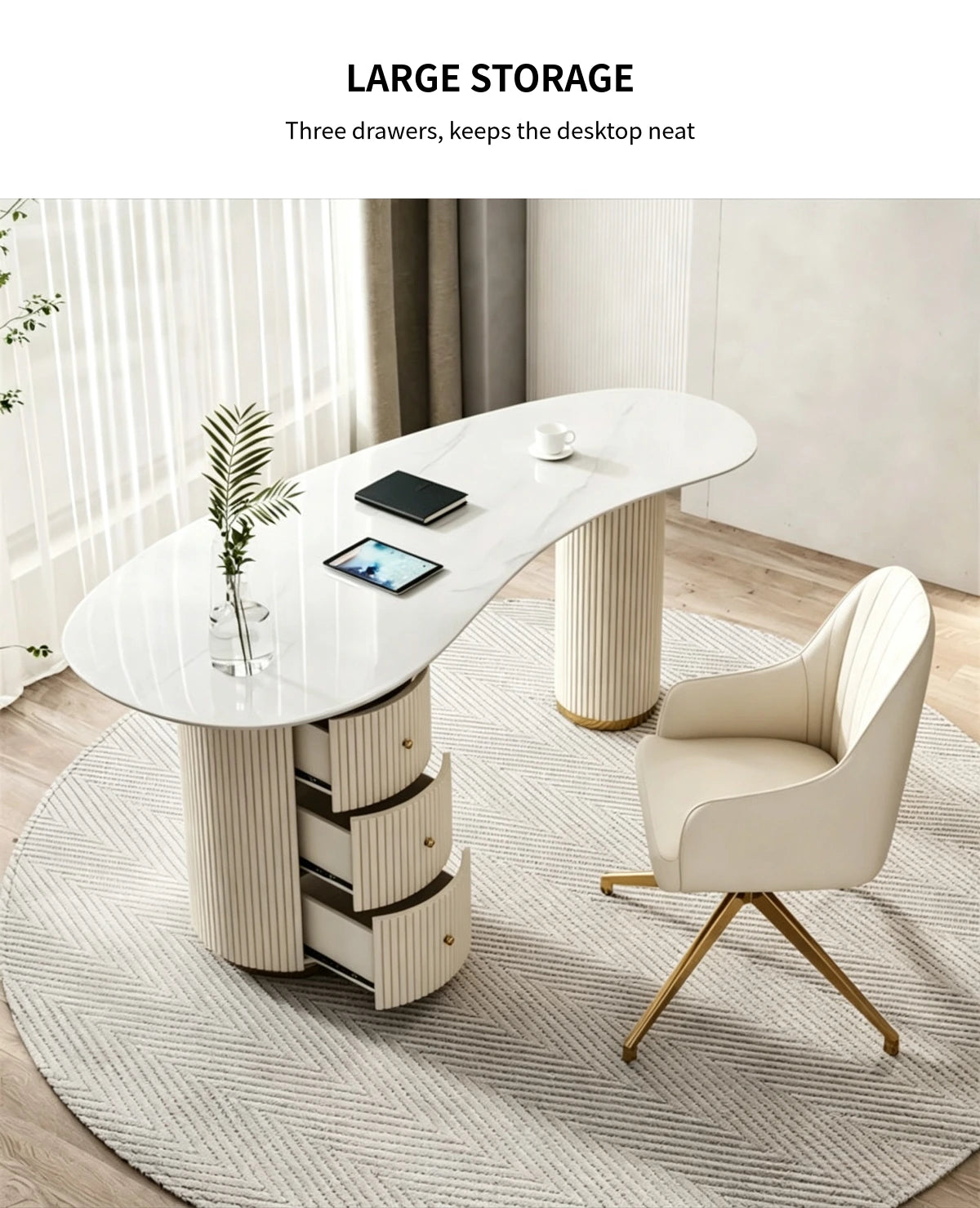 Curved Reception Desk 22-79 in Wide with File Drawers for Salon — Detail image 3