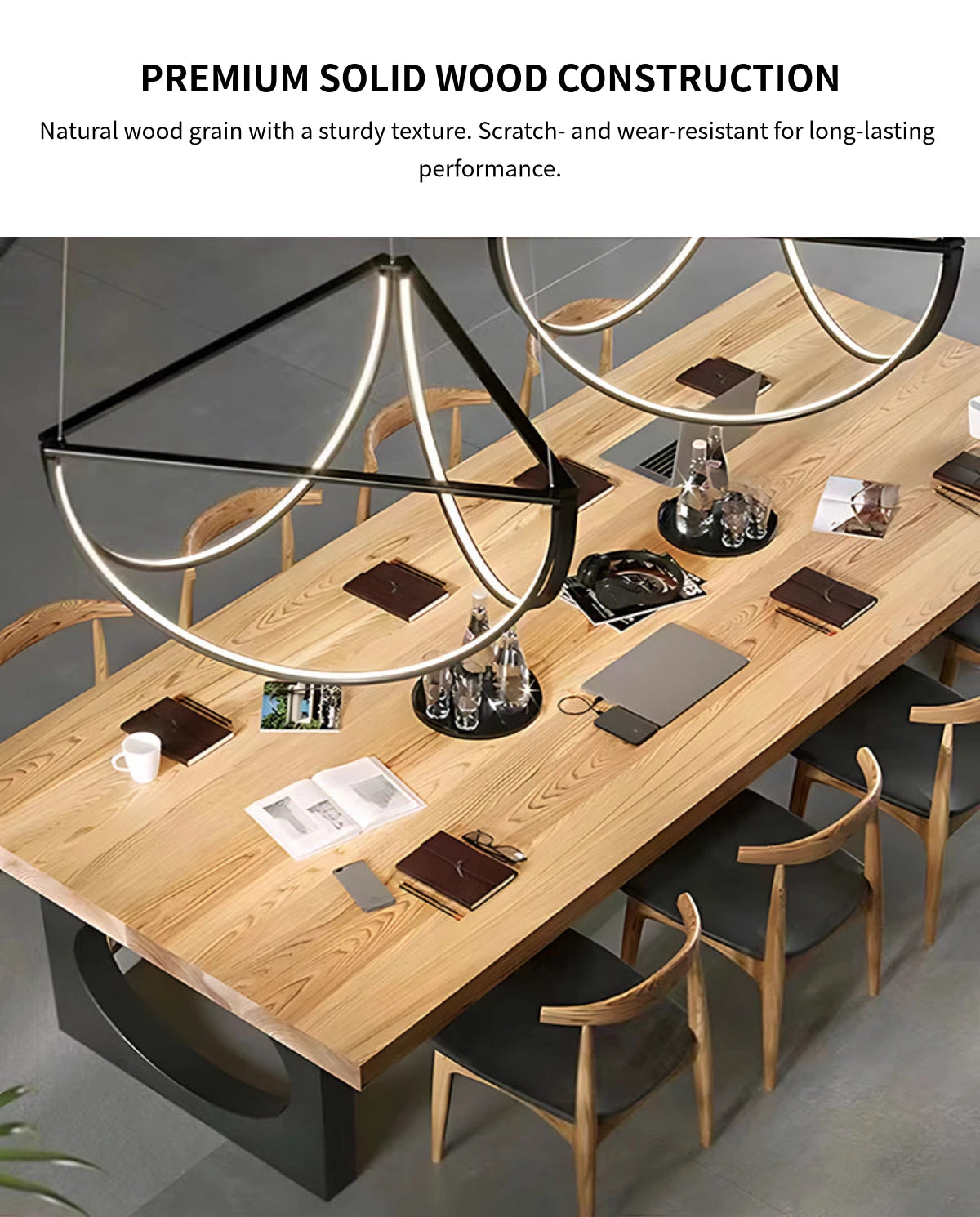 Curved Conference Table 55-98 in Wide (4.6-8.2 ft) with Solid Wood & Lumbar Support — Detail image 2