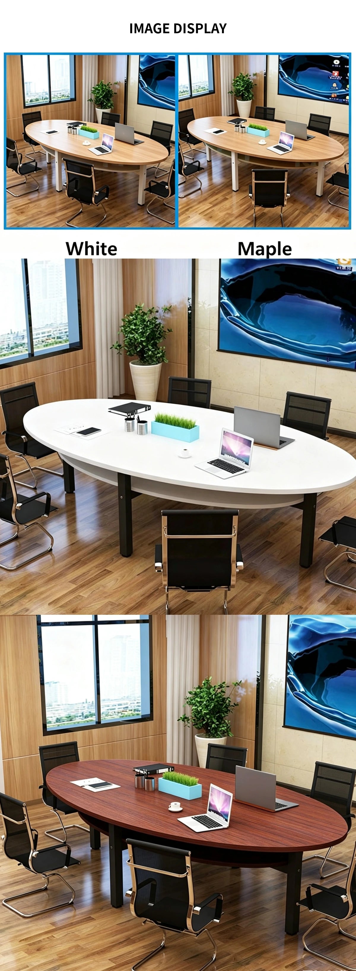 Oval Conference Table 47-94 in Wide (3.9-7.8 ft) with Lumbar Support for Meeting Room — Detail image 7