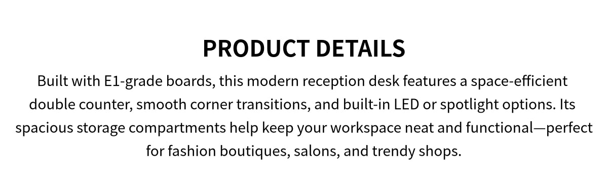 Curved Reception Desk 31-87 in Wide with Lockable & Lumbar Support for Salon — Detail image 1