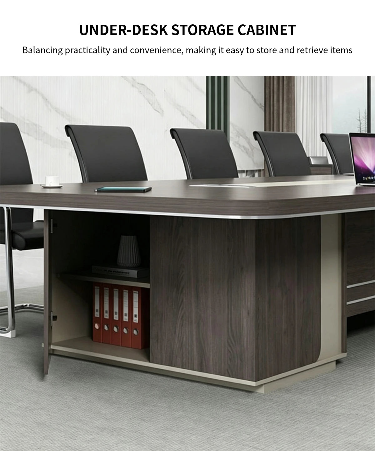 Curved Conference Table 79-315 in Wide (6.6-26.2 ft) with Cable Management — Detail image 2