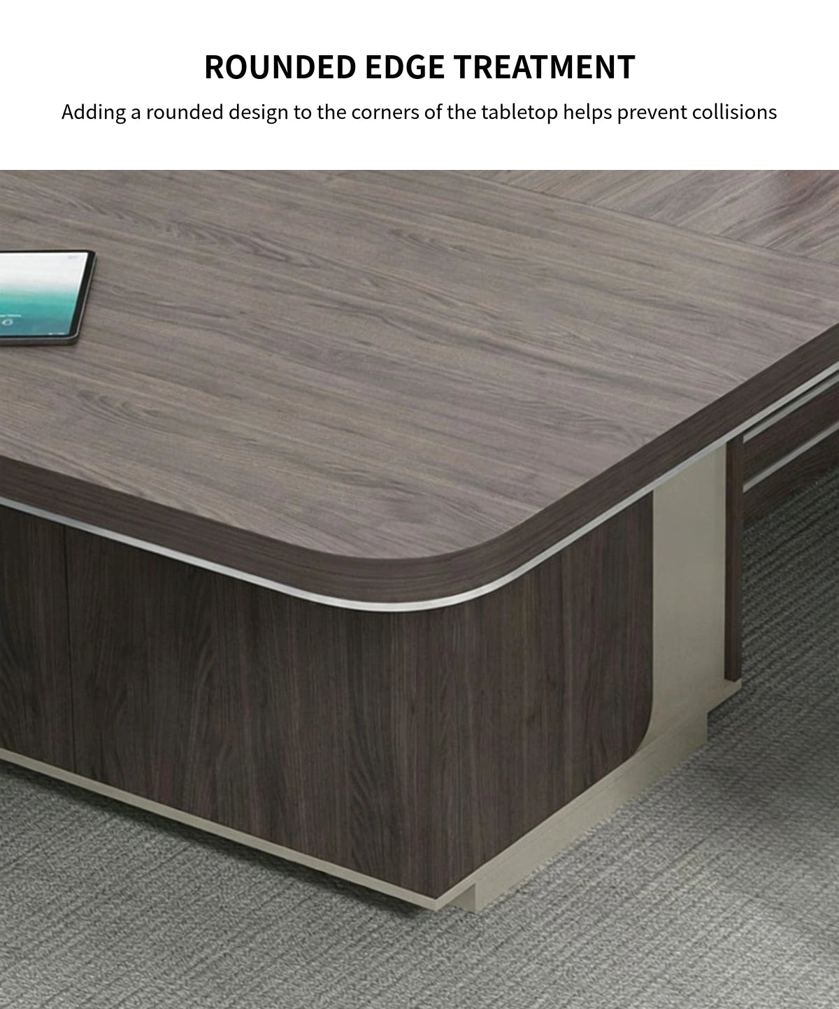 Curved Conference Table 79-315 in Wide (6.6-26.2 ft) with Cable Management — Detail image 3