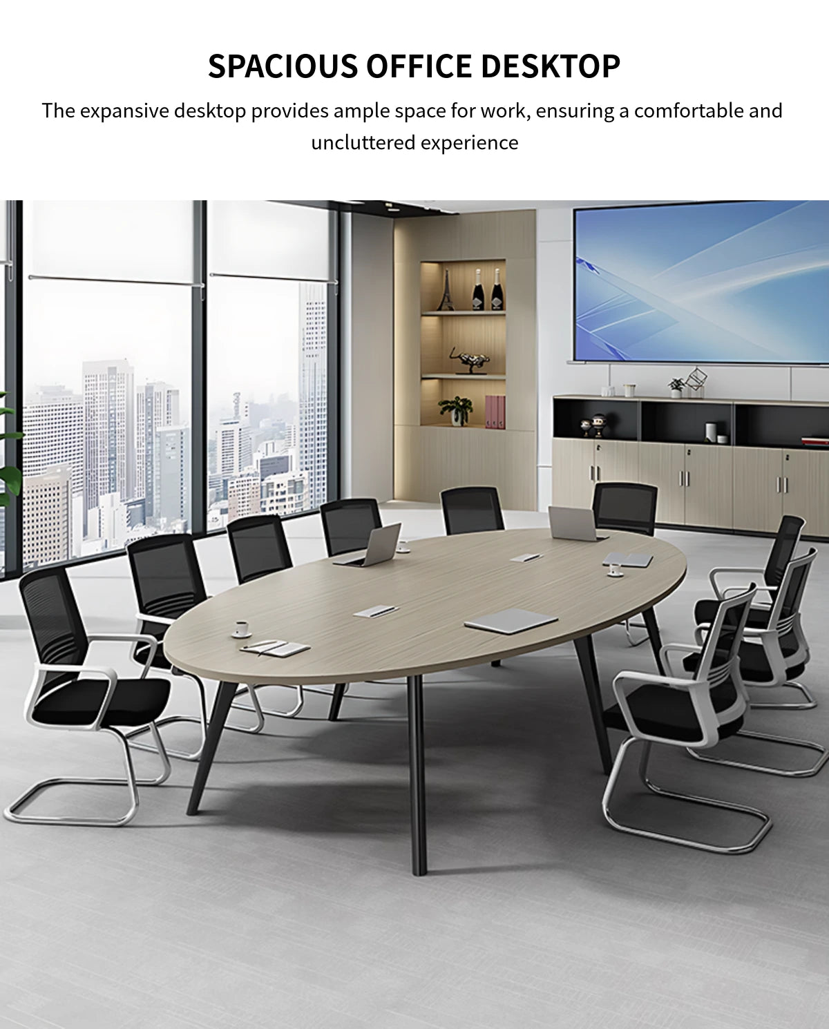 Oval Conference Table with Cable Management & Lumbar Support for Meeting Room — Detail image 5