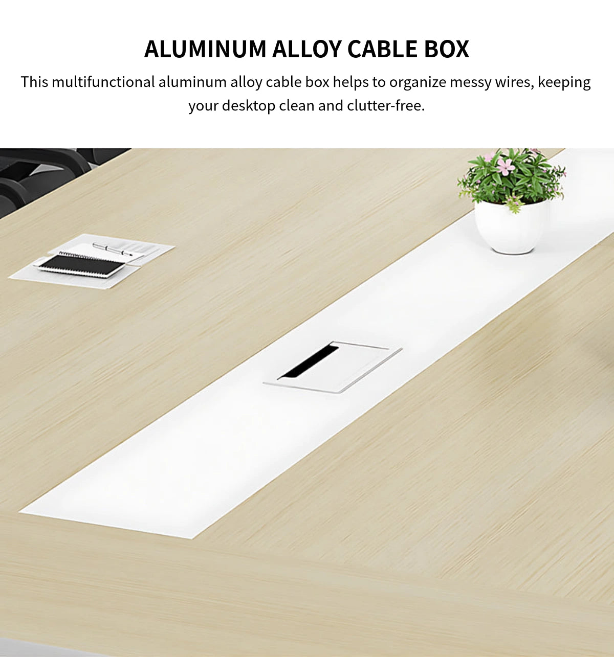 Rectangular Conference Table with Cable Management, Lumbar Support & Transaction Counter — Detail image 3