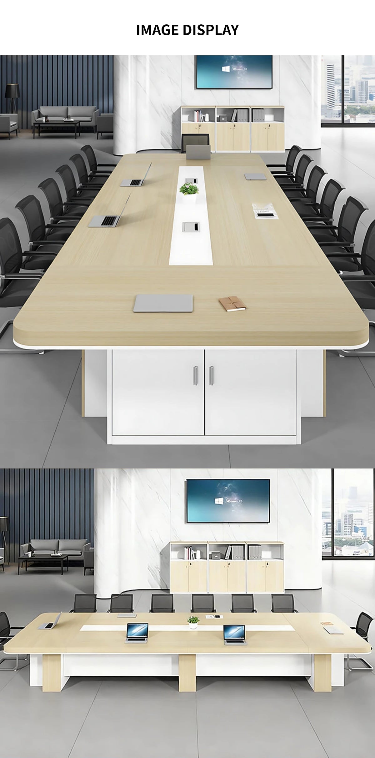 Rectangular Conference Table with Cable Management, Lumbar Support & Transaction Counter — Detail image 7