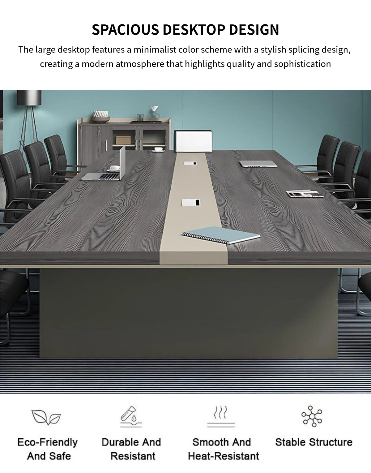 Rectangular Conference Table with Cable Management & Dual-Tone for Meeting Room — Detail image 4