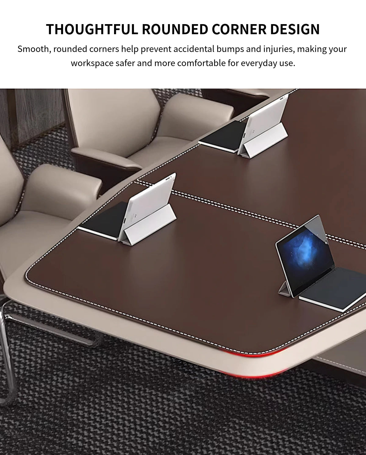 L-Shaped Conference Table with Cable Management, Breathable Mesh & Lumbar Support — Detail image 6