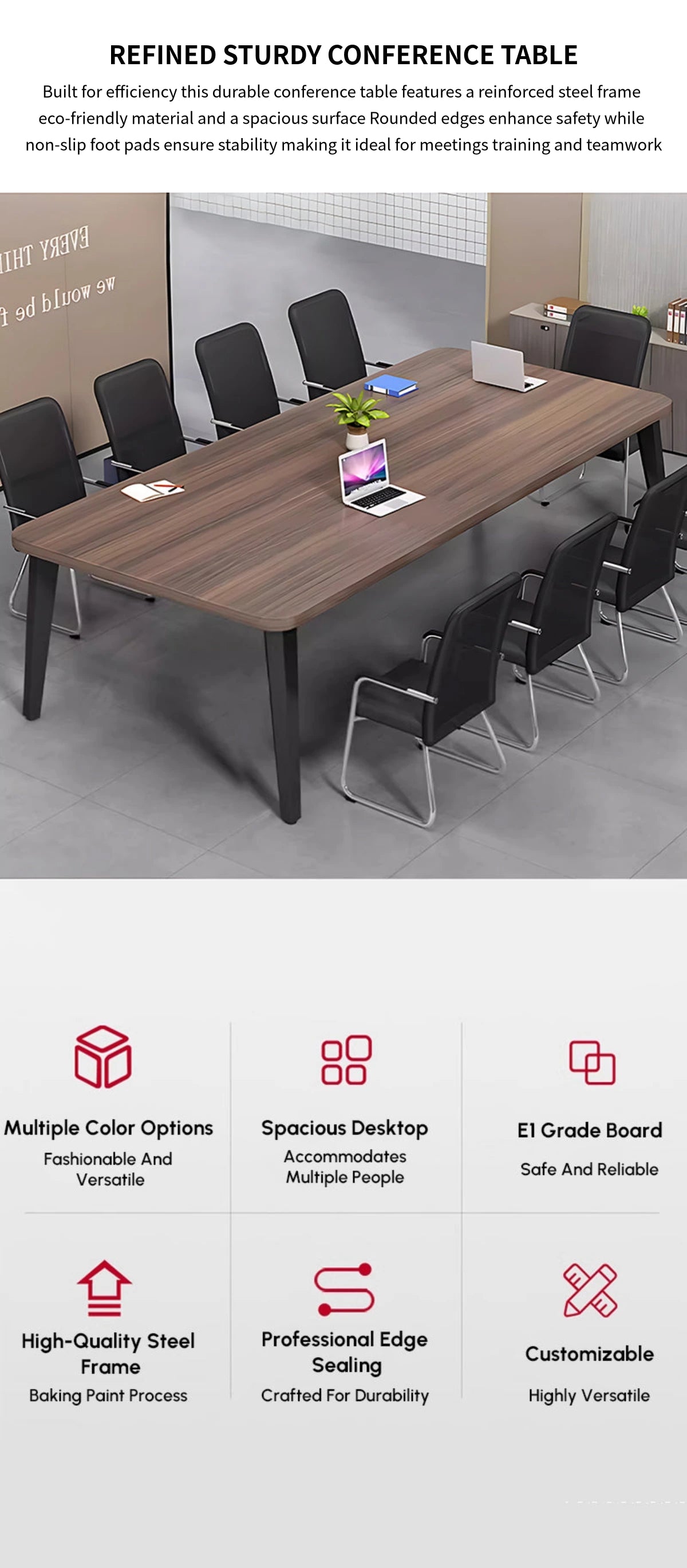 Curved Conference Table 63-189 in Wide (5.2-15.8 ft) for Meeting Room — Detail image 1