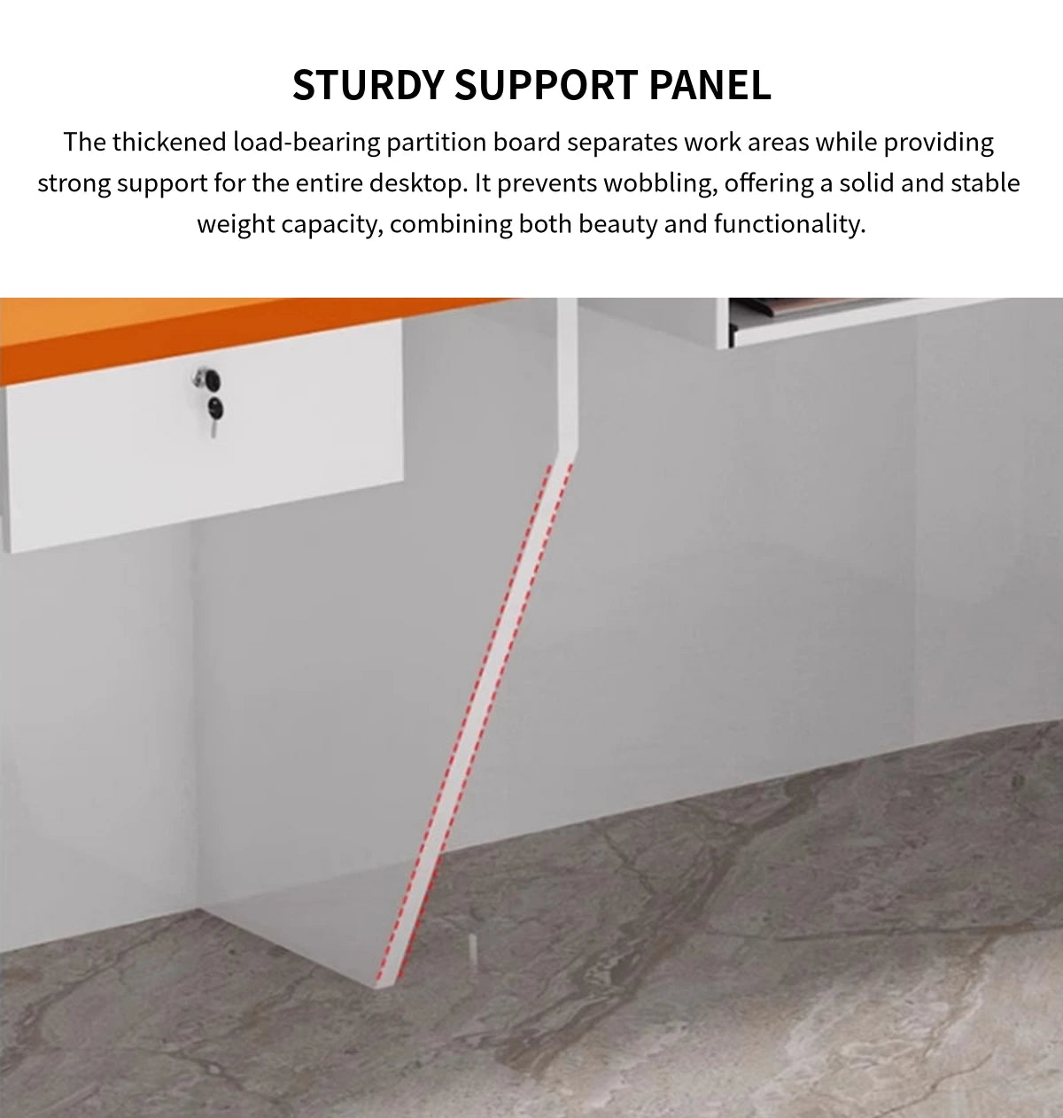 L-Shaped Reception Desk 71-118 in Wide with Lockable, Cable Management & LED Lighting — Detail image 10