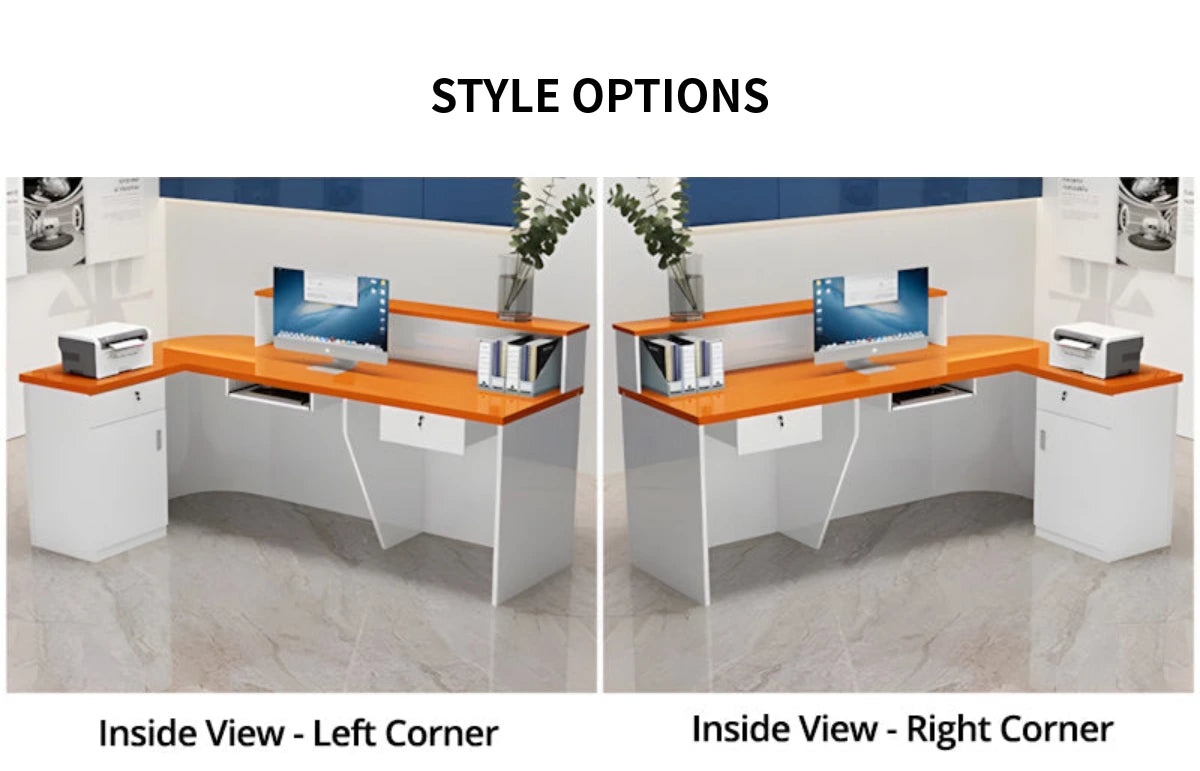 L-Shaped Reception Desk 71-118 in Wide with Lockable, Cable Management & LED Lighting — Detail image 14