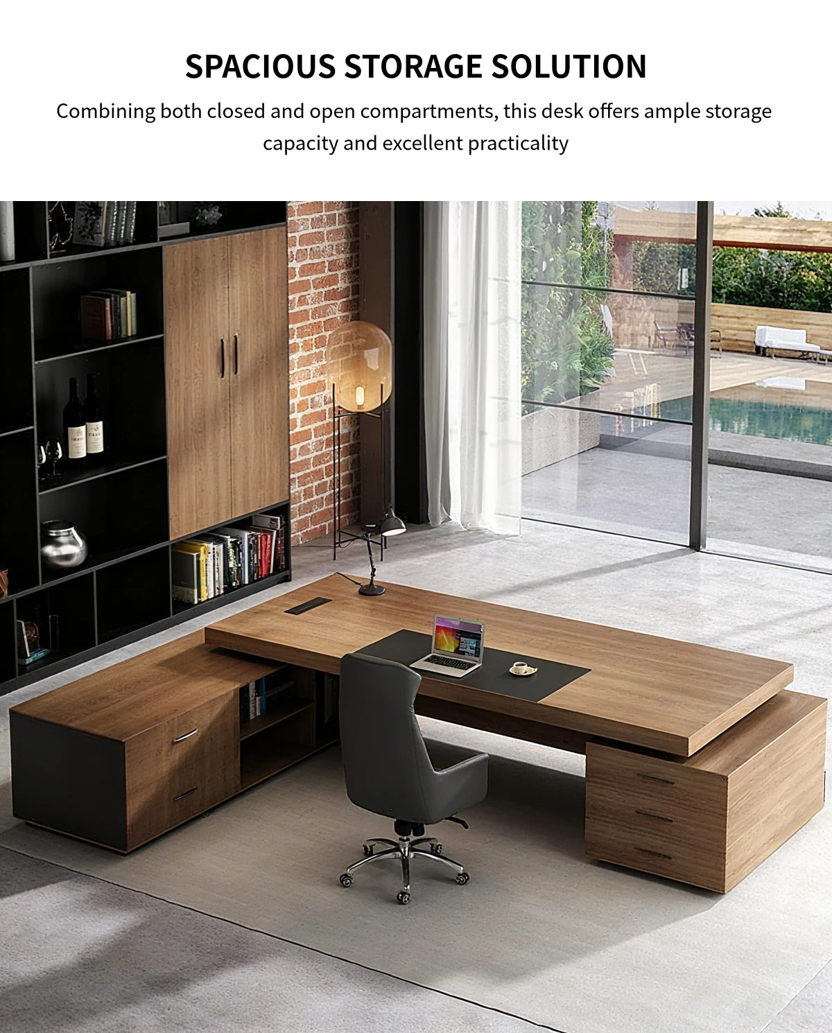 Modern Executive Desk 22-126 in Wide with Cable Management for Home Office — Detail image 7