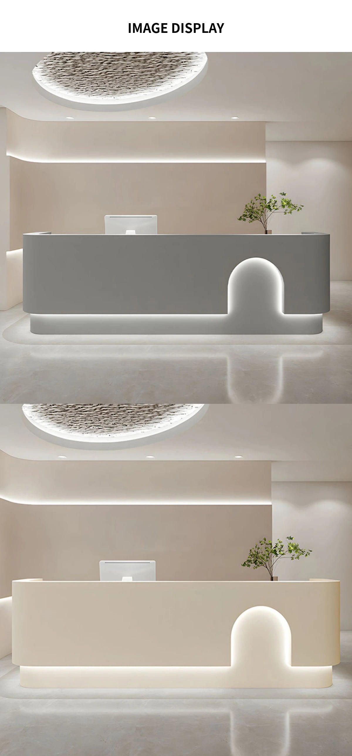 Round Reception Desk with LED Lighting, Keyboard Tray & Lockable for Clinic — Detail image 8