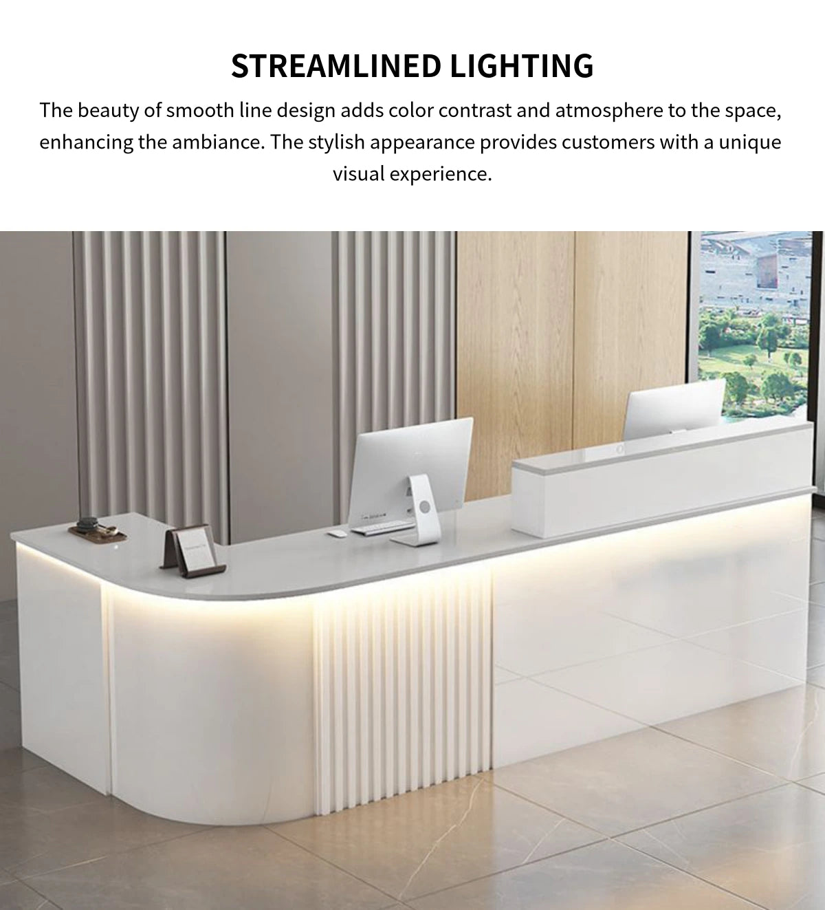 L-Shaped Reception Desk 47-150 in Wide with Keyboard Tray, Lockable & Transaction Counter — Detail image 8