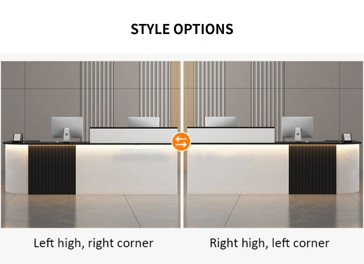 L-Shaped Reception Desk 47-150 in Wide with Keyboard Tray, Lockable & Transaction Counter — Detail image 14