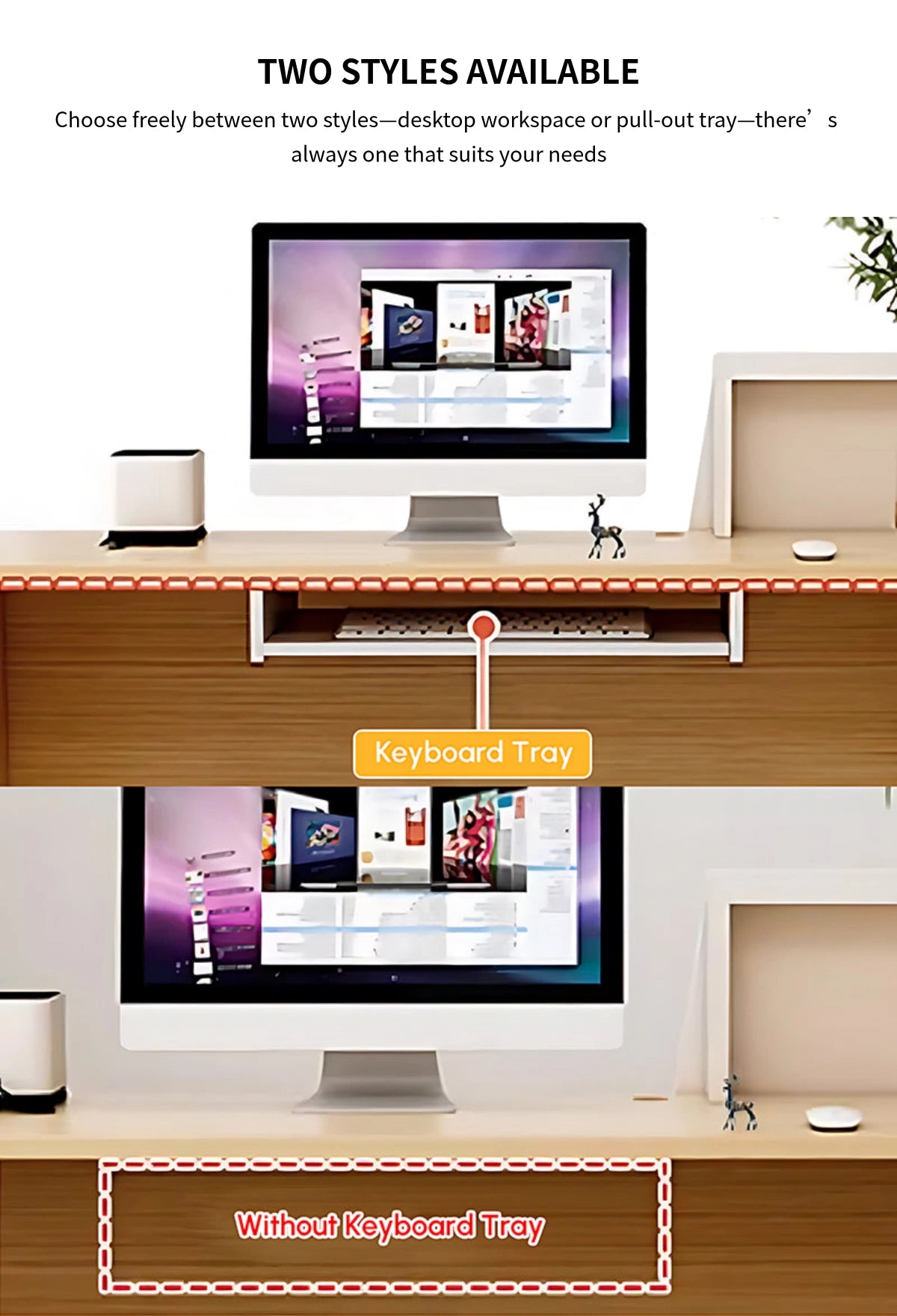 Curved Reception Desk 31-55 in Wide with Dual-Tone, Keyboard Tray & Lockable for Salon — Detail image 7