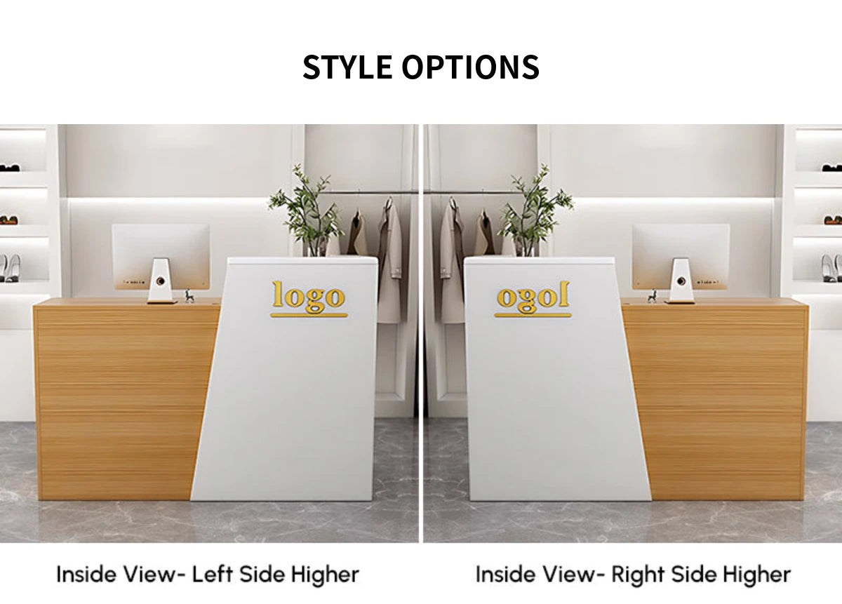Curved Reception Desk 31-55 in Wide with Dual-Tone, Keyboard Tray & Lockable for Salon — Detail image 11