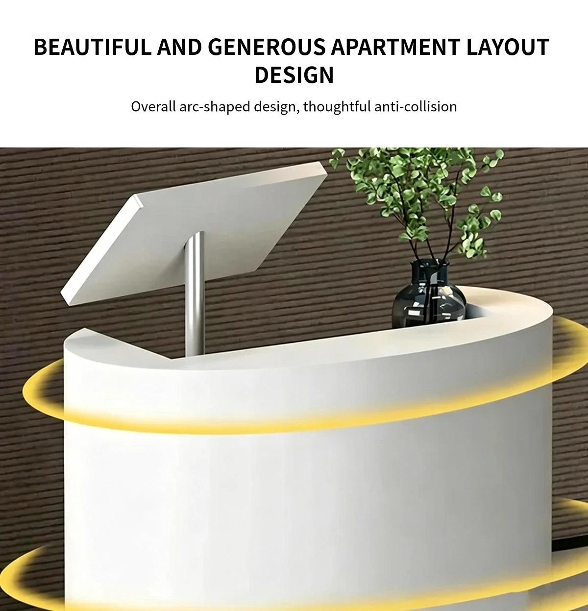 Curved Reception Desk 24-71 in Wide with Lumbar Support for Office Lobby — Detail image 4