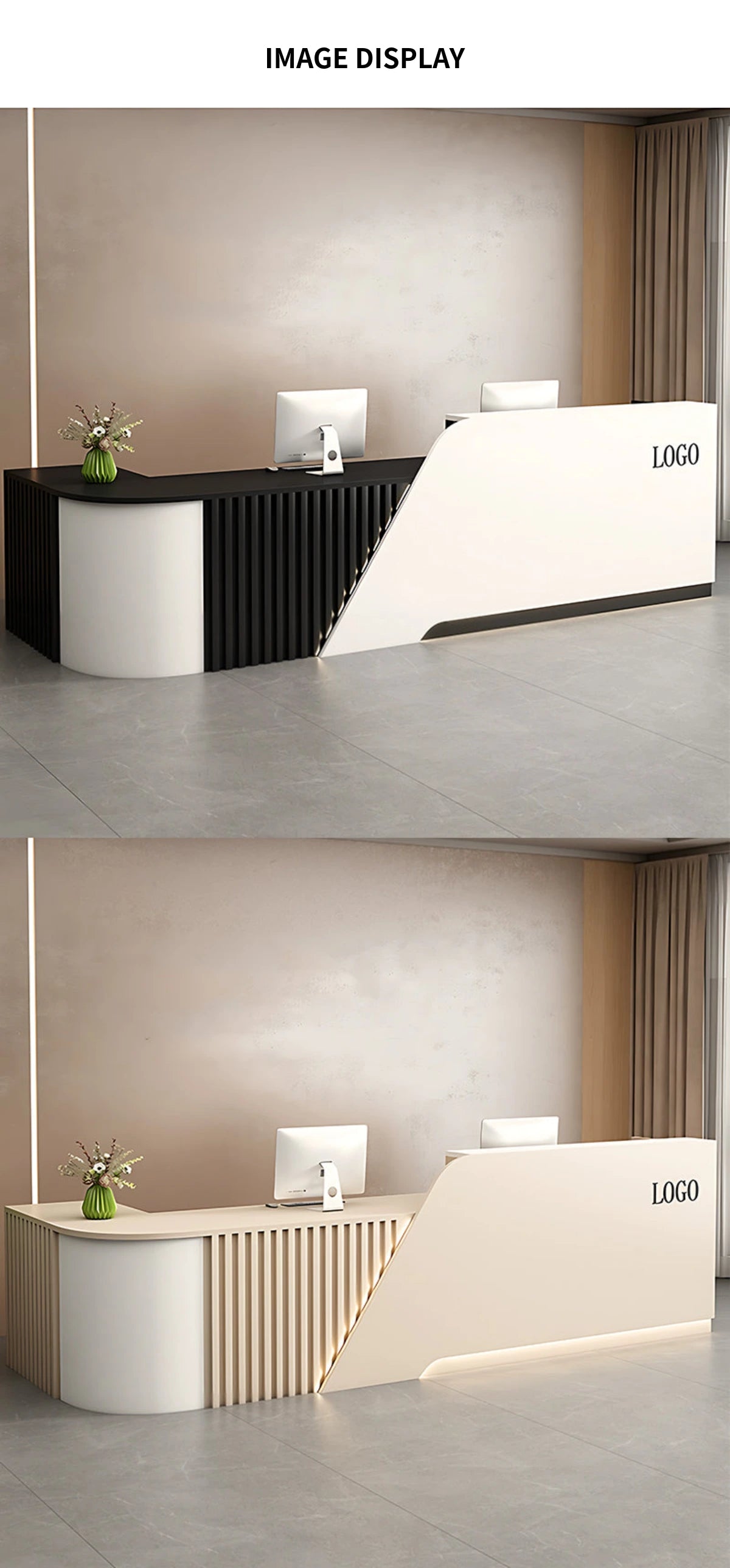Salon Reception Desk 63-94 in Wide with Keyboard Tray, Lockable & Marble Top for Salon — Detail image 10