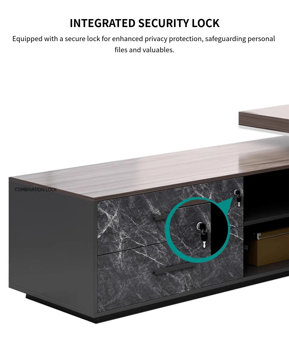 L-Shaped Executive Desk with Cable Management, Side Storage & Lumbar Support — Detail image 10