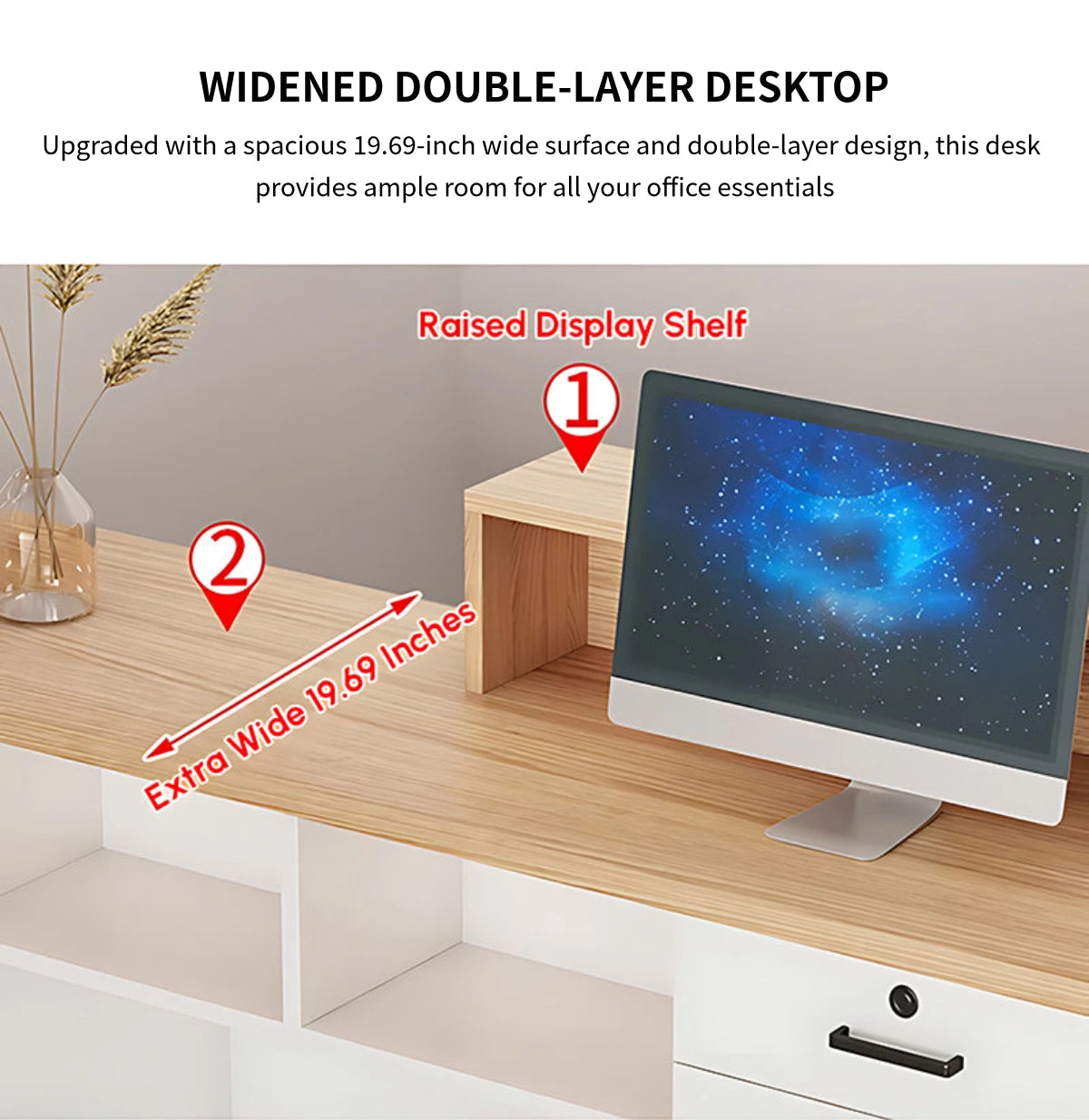 Curved Reception Desk 31-71 in Wide with Transaction Counter, Lockable & Lumbar Support — Detail image 5