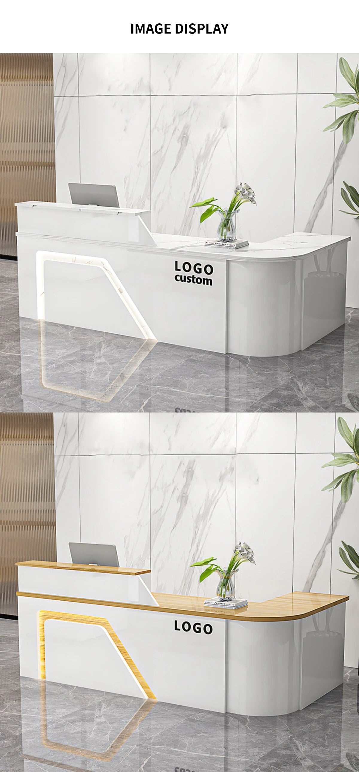 L-Shaped Reception Desk 63-94 in Wide with Keyboard Tray, File Drawers & Lockable — Detail image 10