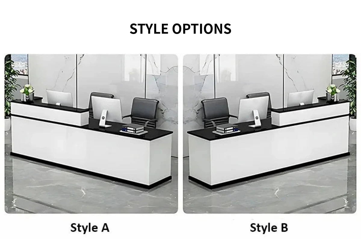 Curved Reception Desk with Keyboard Tray, File Drawers & LED Lighting for Hotel Lobby — Detail image 11