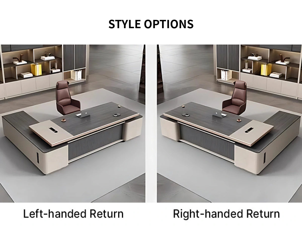 Modern Executive Desk with Wireless Charging, Built-In Outlets & Side Storage — Detail image 10