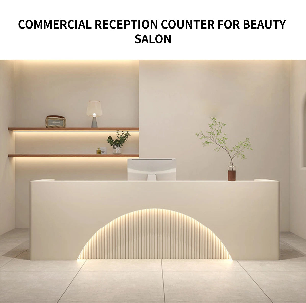 Curved Reception Desk 102-150 in Wide with Keyboard Tray, Lockable & Lumbar Support — Detail image 1