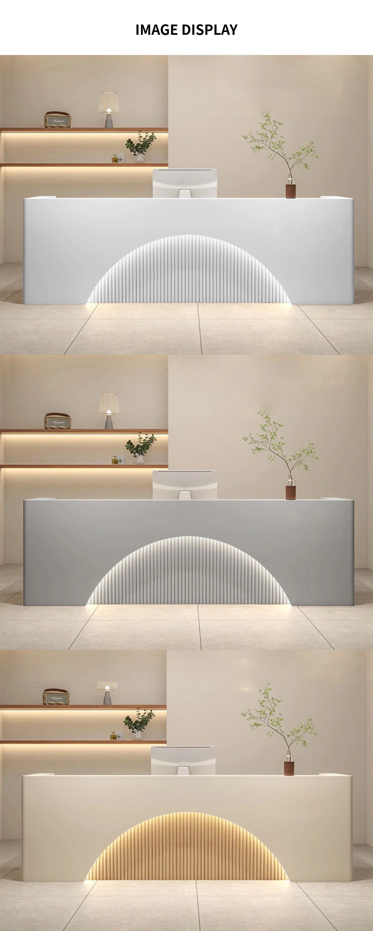 Curved Reception Desk 102-150 in Wide with Keyboard Tray, Lockable & Lumbar Support — Detail image 7