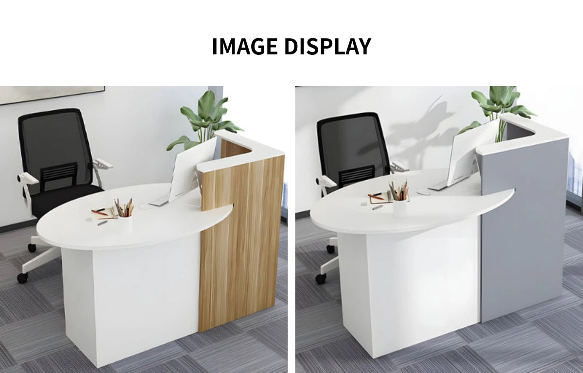 Oval Reception Desk 39-55 in Wide with Lockable & File Drawers for Salon — Detail image 8