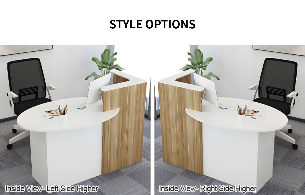 Oval Reception Desk 39-55 in Wide with Lockable & File Drawers for Salon — Detail image 9