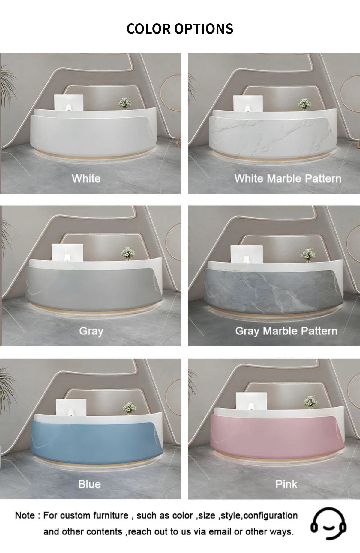 U-Shaped Reception Desk 79-118 in Wide with File Drawers for Salon — Detail image 9