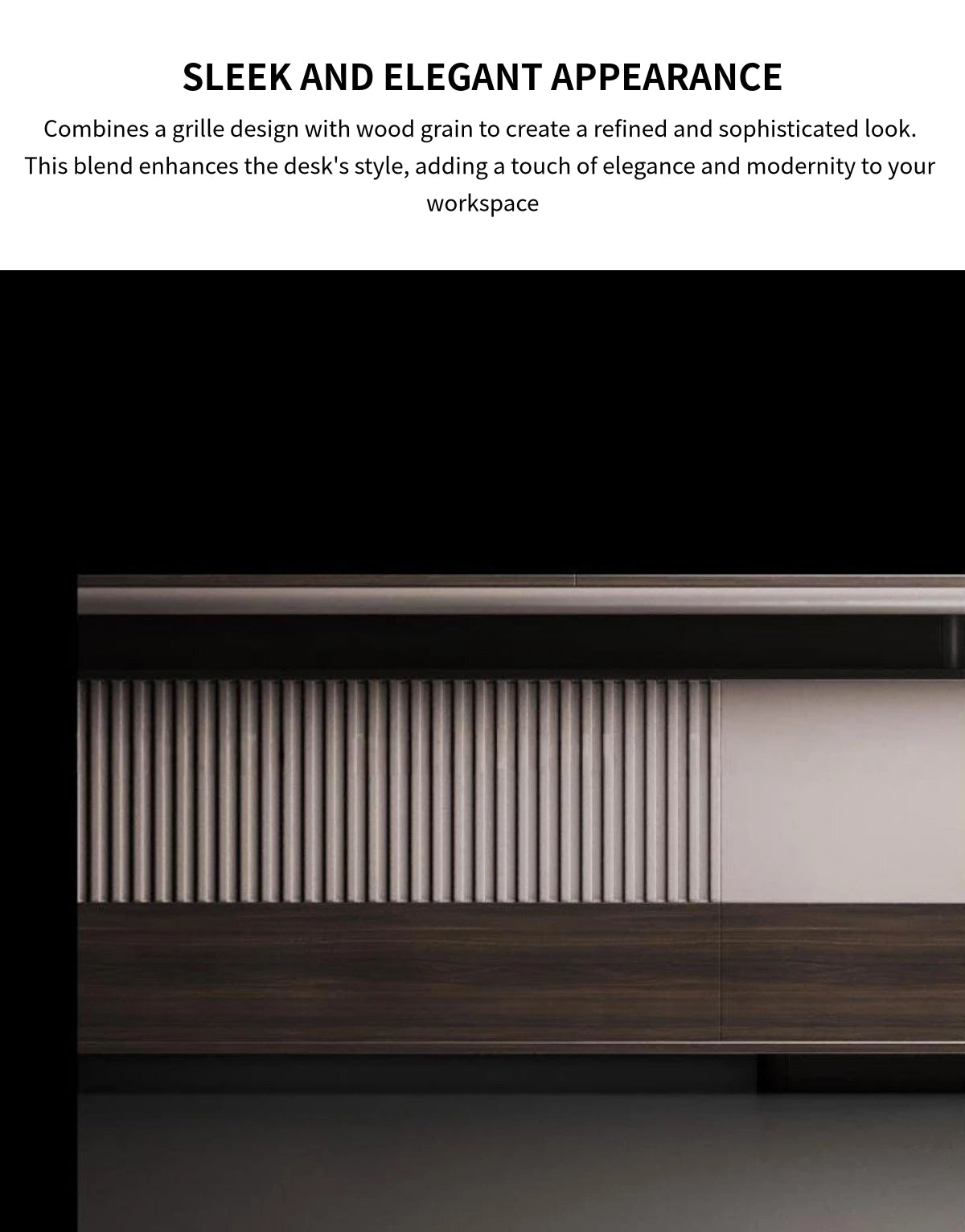 Modern Executive Desk 94-142 in Wide with Side Storage & Lumbar Support for Home Office — Detail image 3