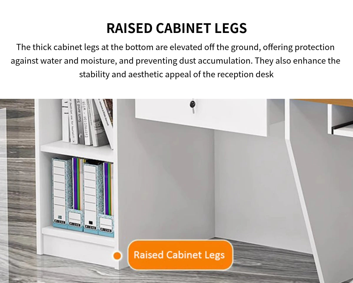 Retail Reception Desk 55-87 in Wide with Cable Management, Solid Wood & File Drawers — Detail image 7