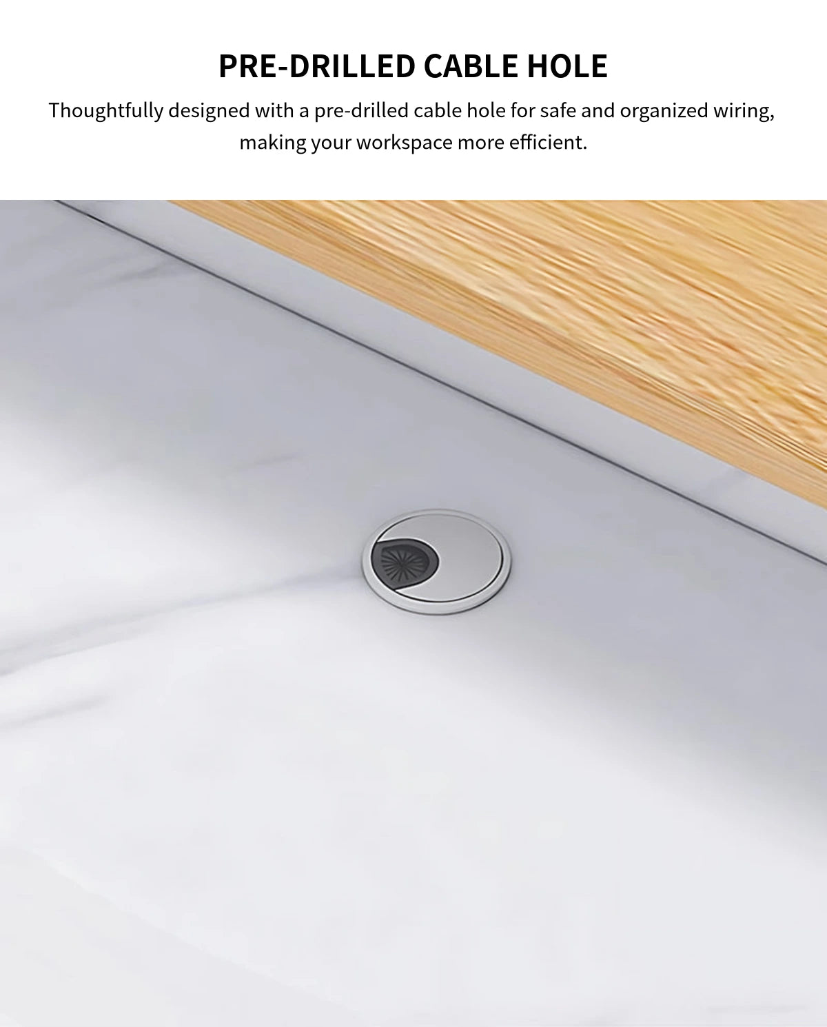 L-Shaped Reception Desk with Keyboard Tray, Cable Management & Lockable for Salon — Detail image 6