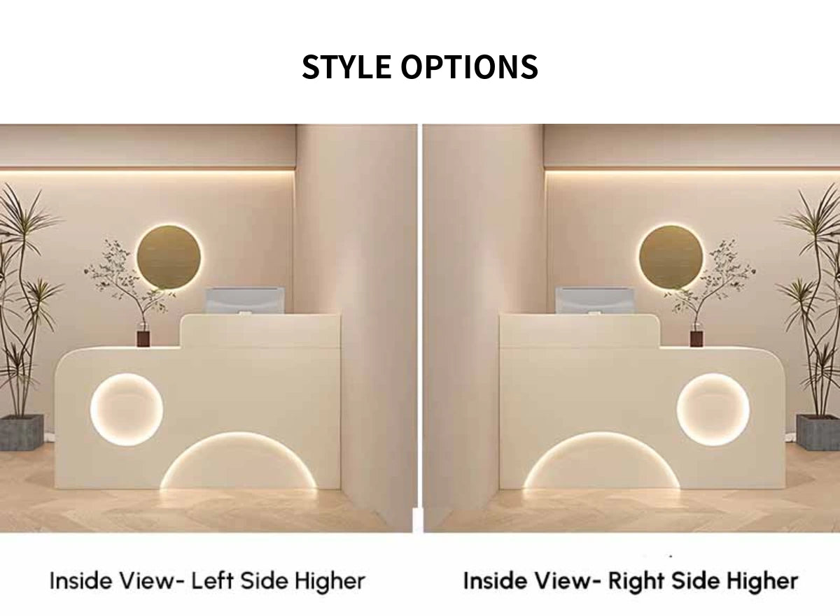 Curved Reception Desk 47-110 in Wide with LED Lighting, Lockable & Keyboard Tray for Salon — Detail image 13
