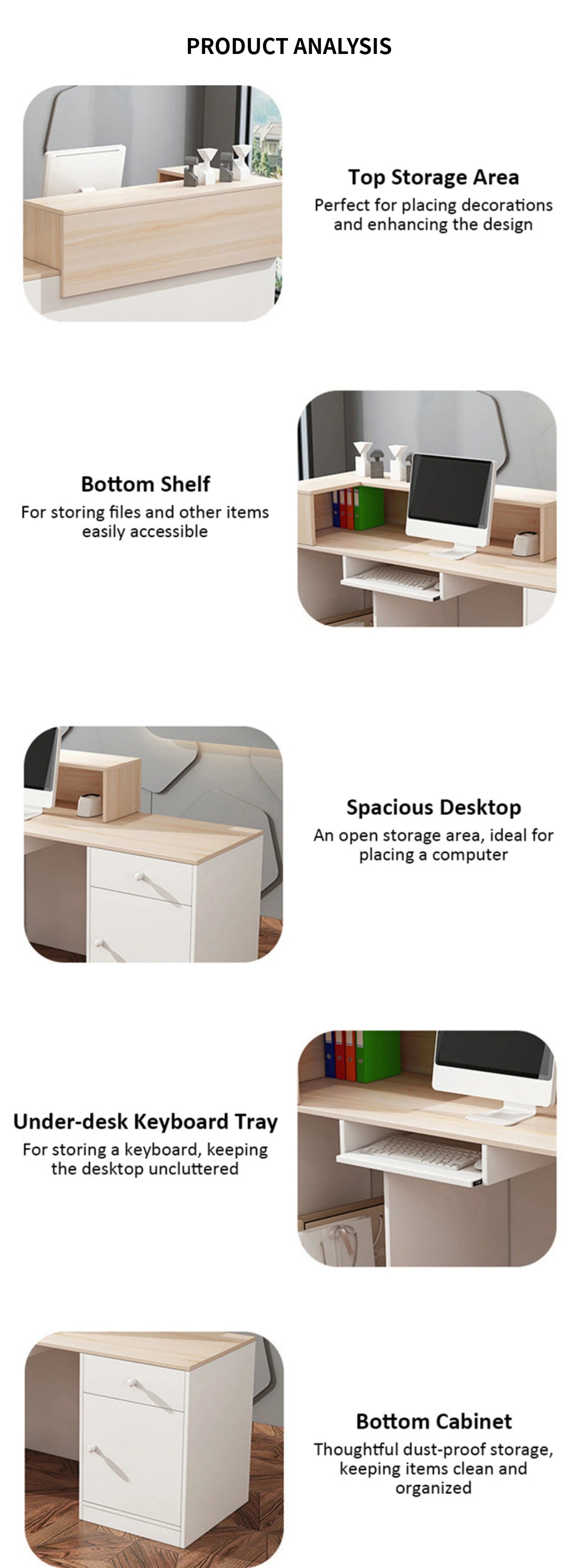 Retail Reception Desk 39-63 in Wide with Keyboard Tray, File Drawers & Transaction Counter — Detail image 3