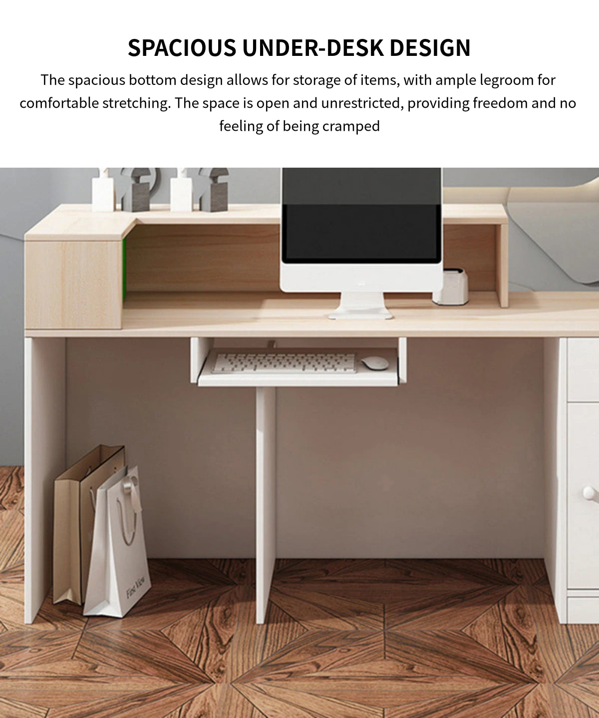 Retail Reception Desk 39-63 in Wide with Keyboard Tray, File Drawers & Transaction Counter — Detail image 8