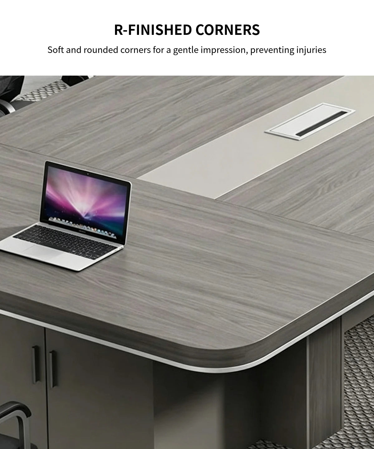 Curved Conference Table 79-315 in Wide (6.6-26.2 ft) with Cable Management for Boardroom — Detail image 6