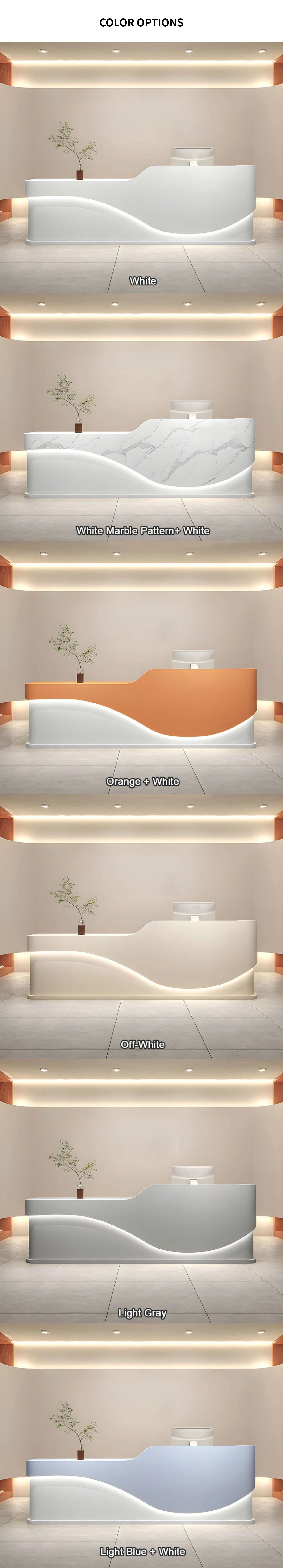 Curved Reception Desk 71-142 in Wide with Keyboard Tray, Lockable & LED Lighting for Salon — Detail image 11