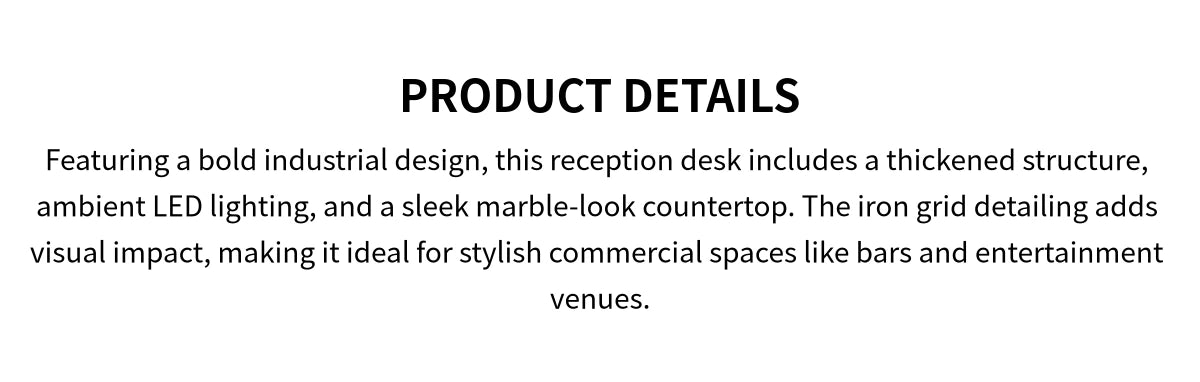 L-Shaped Reception Desk with LED Lighting, Marble Top & Lumbar Support for Office Lobby — Detail image 1