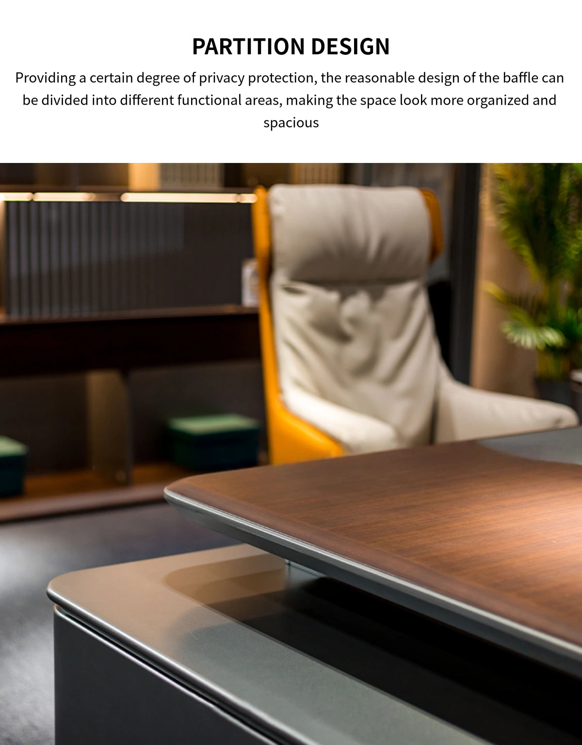 Customizable Luxury Durable Executive Desk with Two-tier Desktop — Detail image 6