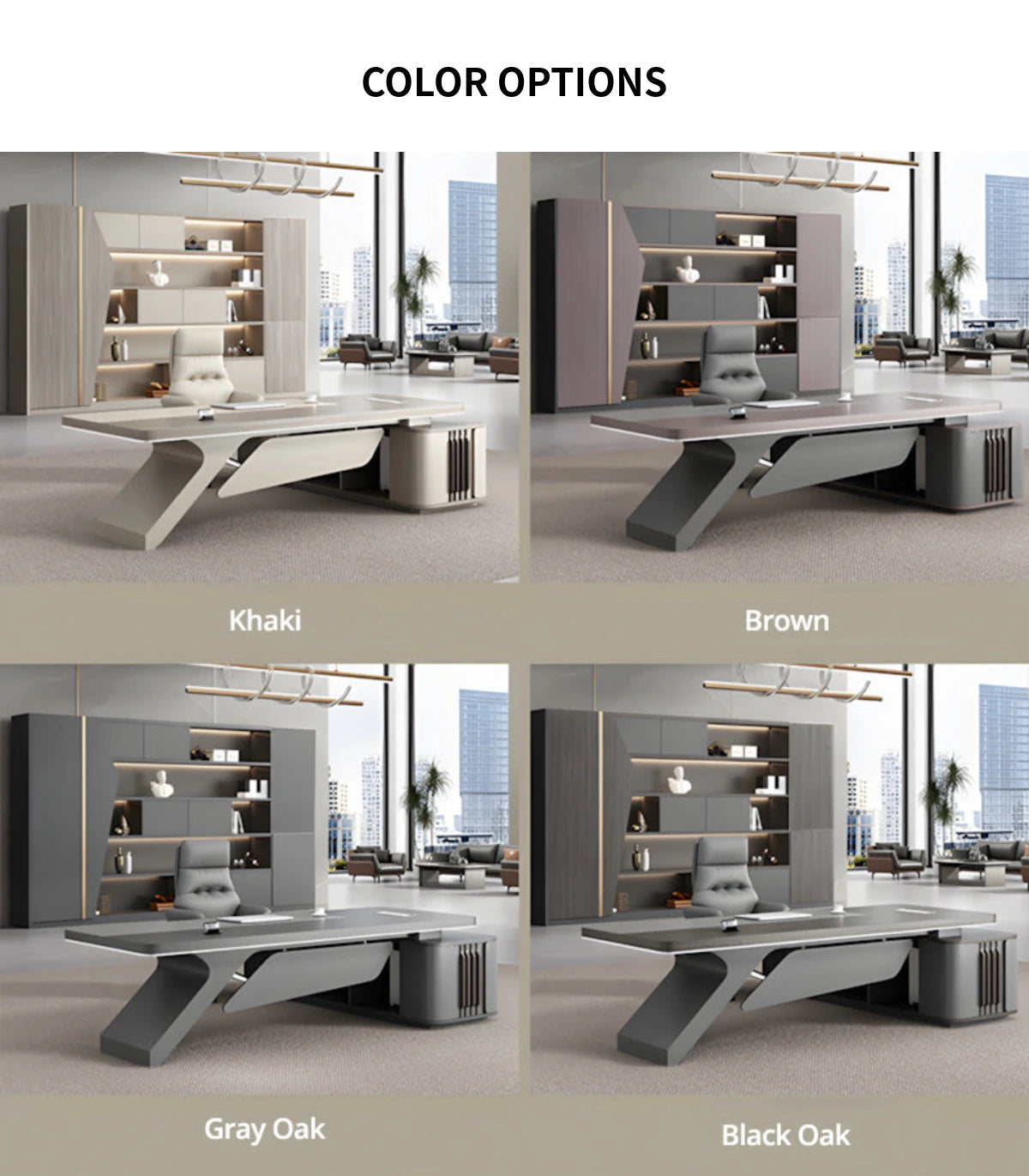 L-Shaped Executive Desk with Cable Management, Built-In Outlets & Side Storage — Detail image 13