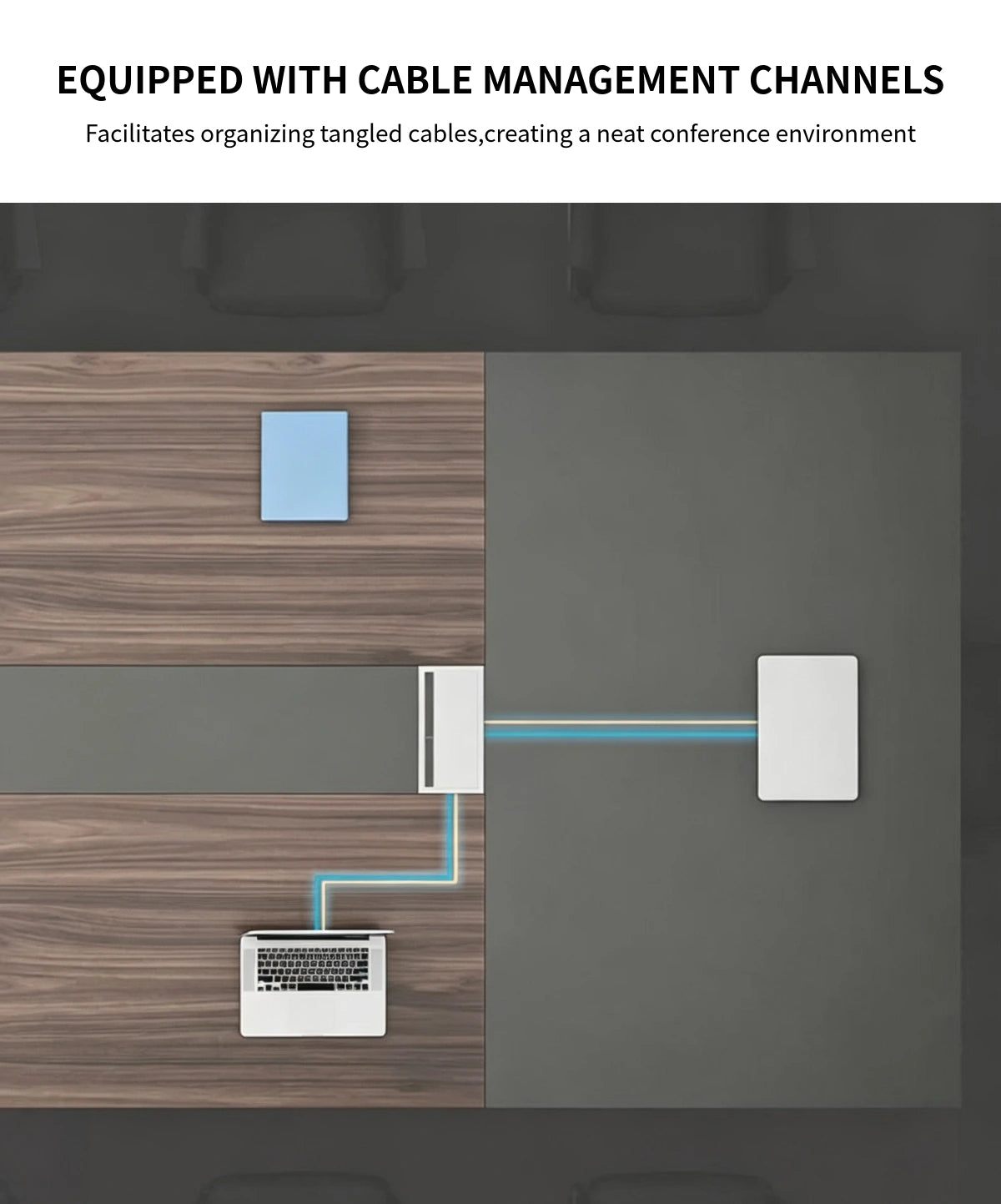 Modern Conference Table 79-236 in Wide (6.6-19.7 ft) with Cable Management — Detail image 5