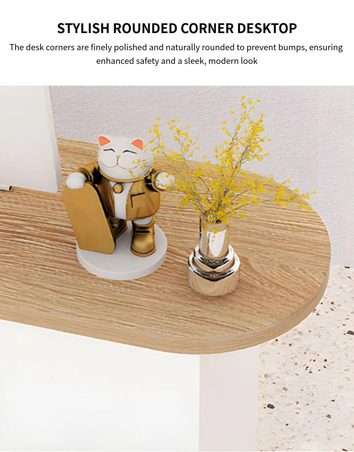L-Shaped Reception Desk 51-87 in Wide with LED Lighting & Lumbar Support for Salon — Detail image 5