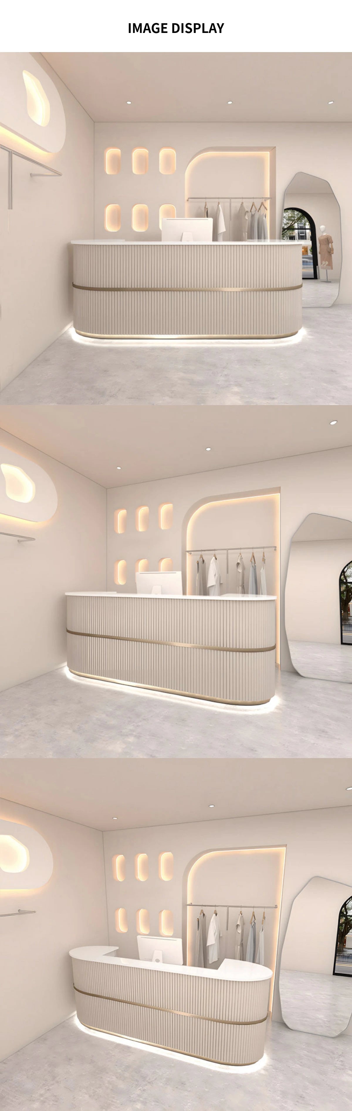 Curved Reception Desk 39-87 in Wide with Lumbar Support for Retail — Detail image 7