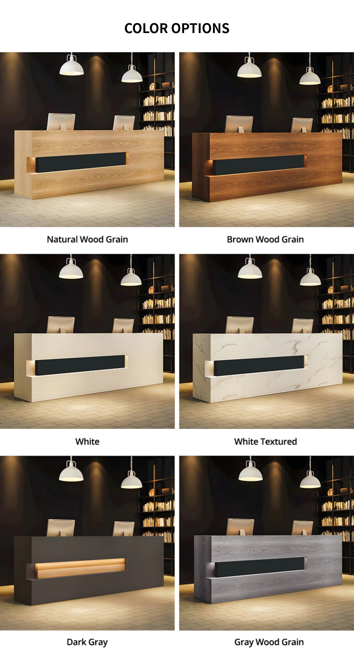 Curved Reception Desk 59-157 in Wide with Solid Wood, File Drawers & Lumbar Support — Detail image 8