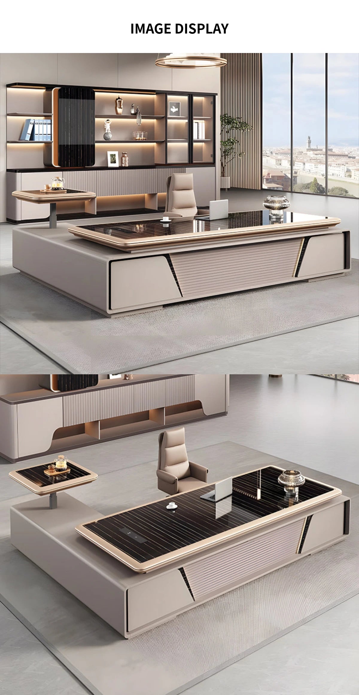 Modern Executive Desk 79-126 in Wide with Side Storage, Lockable & File Drawers — Detail image 10