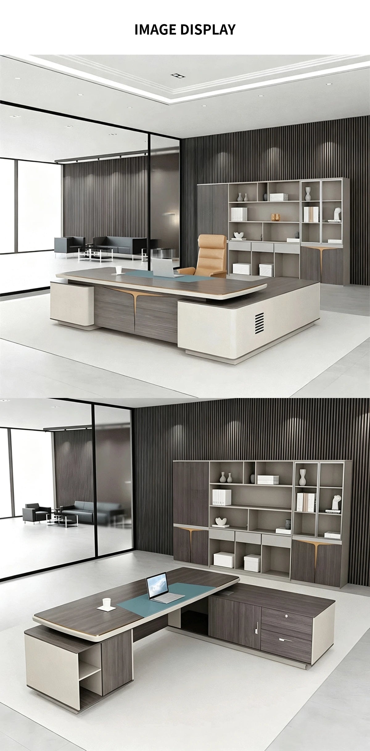 Modern Executive Desk with Cable Management, Side Storage & Lumbar Support for Home Office — Detail image 5